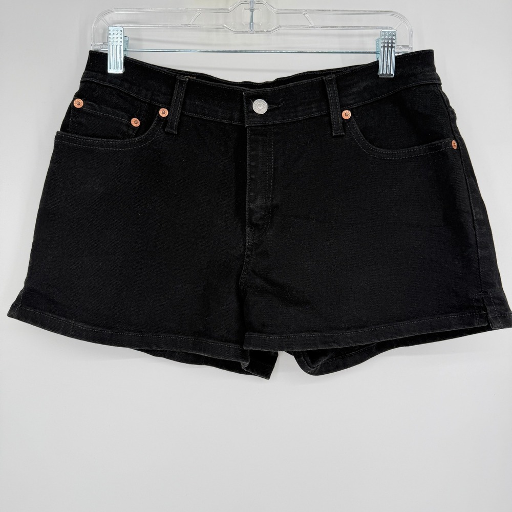 Vintage Levis Denim Shorts Mid Rise Stretch Button Zip 5 Pocket Y2K Black Sz 11
